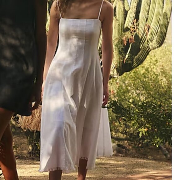 White J Crew Linen Flare Dress - NWT - Picture 2 of 6